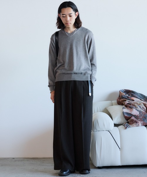 BREEZE TWEED DEEP TUCK BAGGY SLACKS（スラックス）｜WYM LIDNM