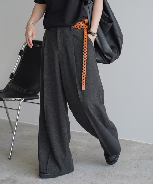 BREEZE TWEED DEEP TUCK BAGGY SLACKS（スラックス）｜WYM LIDNM