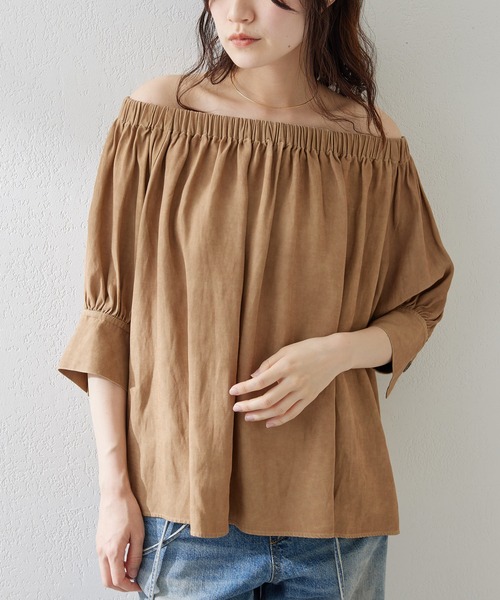 Whim Gazette(ウィムガゼット)の「ツイル顔料染めブラウス(シャツ/ブラウス・レディース・キャメル/モカ・FREE)」の2枚目の写真