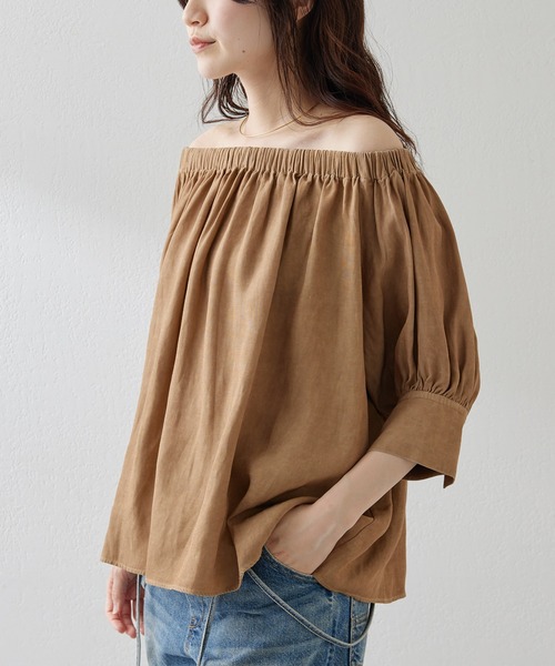 Whim Gazette(ウィムガゼット)の「ツイル顔料染めブラウス(シャツ/ブラウス・レディース・キャメル/モカ・FREE)」の5枚目の写真