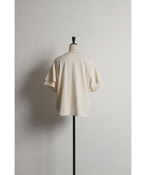 &. NOSTALGIA(アンドドットノスタルジア)の「天竺コットンフレアスリーブTシャツ(Tシャツ/カットソー・レディース・アイボリー/ブラック/コーラルピンク・M)」の18枚目の写真