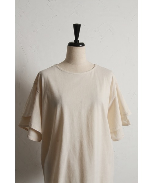 &. NOSTALGIA(アンドドットノスタルジア)の「天竺コットンフレアスリーブTシャツ(Tシャツ/カットソー・レディース・アイボリー/ブラック/コーラルピンク・M)」の19枚目の写真