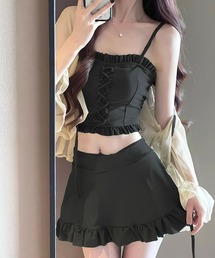 ビスチェ フリル」に該当するブラック/黒色系のファッション通販