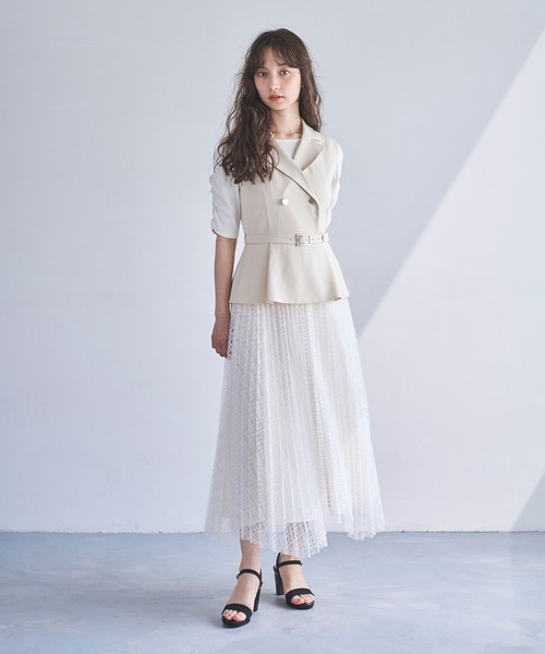 セール】2025春夏新作 ジレドッキングプリーツワンピース