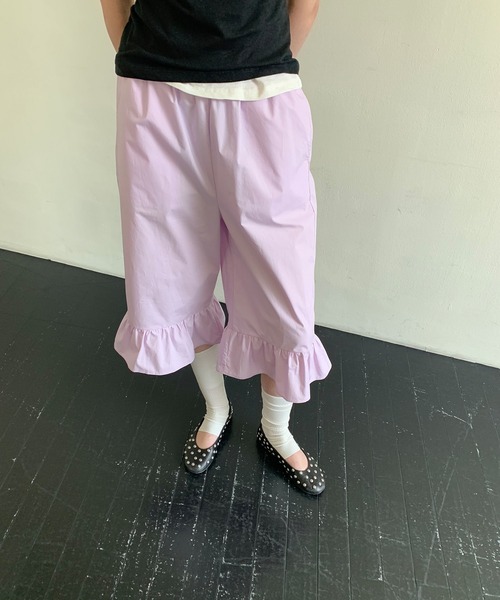 LONSLAN（ロンスラン）の「【LONSLAN】フリルヘム クロップドパンツ LONW25s044（その他パンツ・レディース・ピンク/ホワイト・L/M/S）」の2枚目の写真