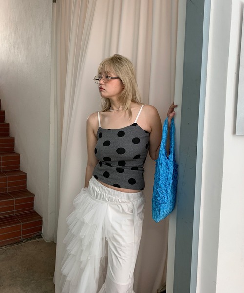 LONSLAN（ロンスラン）の「【LONSLAN】フリルヘム クロップドパンツ LONW25s044（その他パンツ・レディース・ピンク/ホワイト・L/M/S）」の4枚目の写真