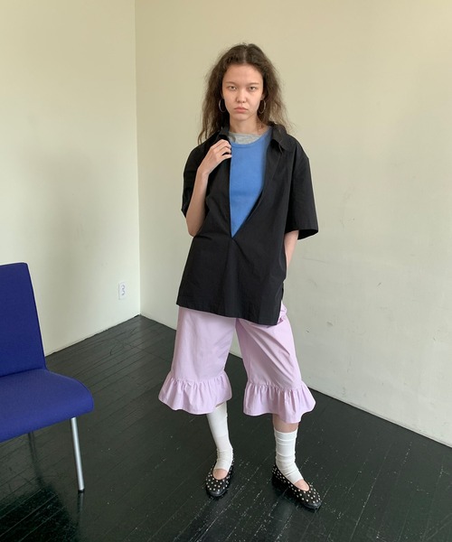 LONSLAN（ロンスラン）の「【LONSLAN】フリルヘム クロップドパンツ LONW25s044（その他パンツ・レディース・ピンク/ホワイト・L/M/S）」の8枚目の写真