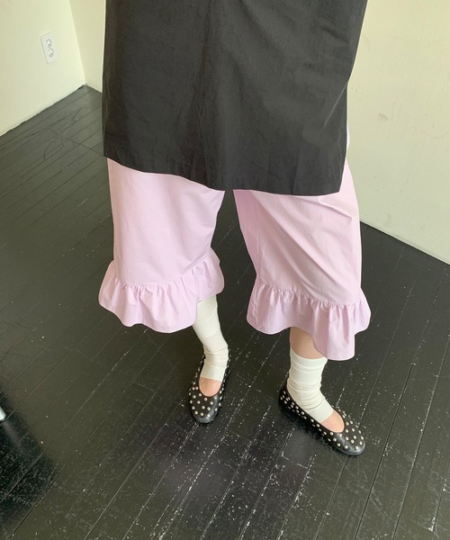 LONSLAN（ロンスラン）の「【LONSLAN】フリルヘム クロップドパンツ LONW25s044（その他パンツ・レディース・ピンク/ホワイト・L/M/S）」の9枚目の写真