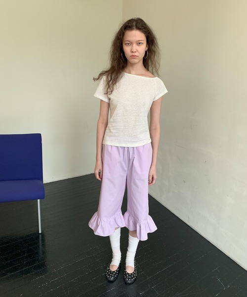 LONSLAN（ロンスラン）の「【LONSLAN】フリルヘム クロップドパンツ LONW25s044（その他パンツ・レディース・ピンク/ホワイト・L/M/S）」の13枚目の写真