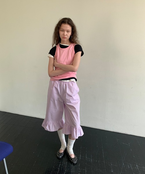 LONSLAN（ロンスラン）の「【LONSLAN】フリルヘム クロップドパンツ LONW25s044（その他パンツ・レディース・ピンク/ホワイト・L/M/S）」の20枚目の写真