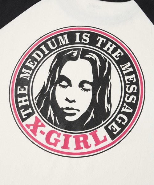 X-girl(エックスガール)の「CIRCLE LOGO AND FACE B/B BIG TEE(Tシャツ/カットソー・レディース・ホワイト/ブラック・S/M)」の6枚目の写真