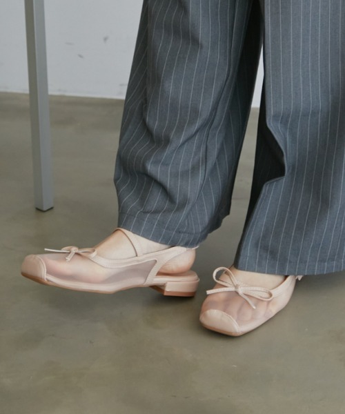 バックストラップシアーバレエシューズ/バレエコア（バレエシューズ