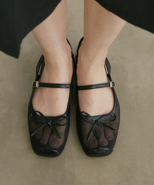 Aunt Marie's（アントマリーズ）の「バックストラップシアーバレエシューズ/バレエコア（バレエシューズ・レディース・ベージュ/ブラック・MEDIUM/SMALL/LARGE）」の3枚目の写真