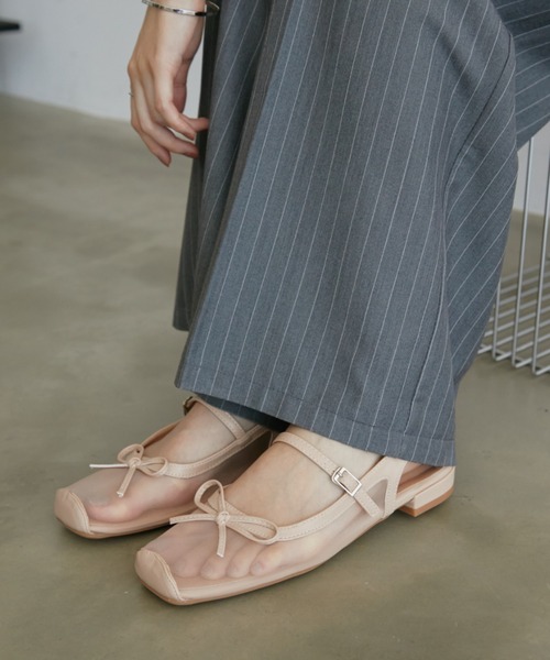 Aunt Marie's（アントマリーズ）の「バックストラップシアーバレエシューズ/バレエコア（バレエシューズ・レディース・ベージュ/ブラック・MEDIUM/SMALL/LARGE）」の13枚目の写真