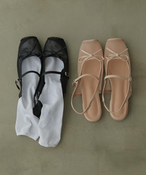 Aunt Marie's（アントマリーズ）の「バックストラップシアーバレエシューズ/バレエコア（バレエシューズ・レディース・ベージュ/ブラック・MEDIUM/SMALL/LARGE）」の18枚目の写真