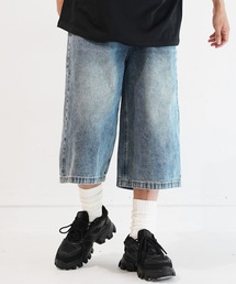 バギーデニムワイドショートパンツ