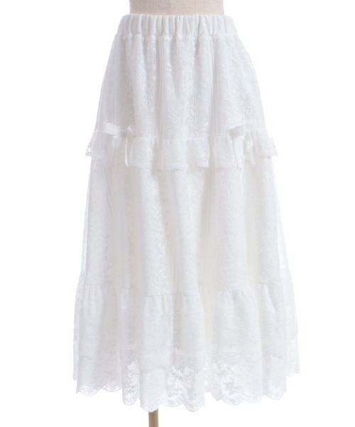 axes femme（アクシーズファム）の「ティアードコットンレーススカート（スカート・レディース・ブラック/ホワイト・FREE）」の6枚目の写真