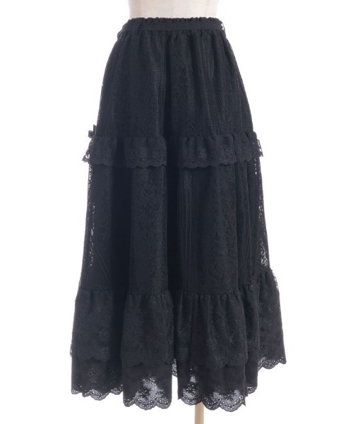 axes femme（アクシーズファム）の「ティアードコットンレーススカート（スカート・レディース・ブラック/ホワイト・FREE）」の9枚目の写真