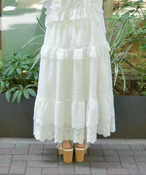 axes femme（アクシーズファム）の「ティアードコットンレーススカート（スカート・レディース・ブラック/ホワイト・FREE）」の19枚目の写真