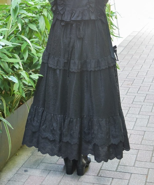 axes femme（アクシーズファム）の「ティアードコットンレーススカート（スカート・レディース・ブラック/ホワイト・FREE）」の21枚目の写真