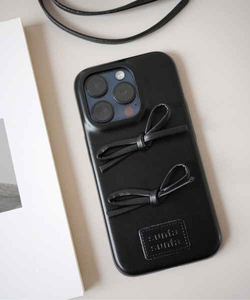 Port / ポート 】 フェイクレザー リボン iPhone ケース #_