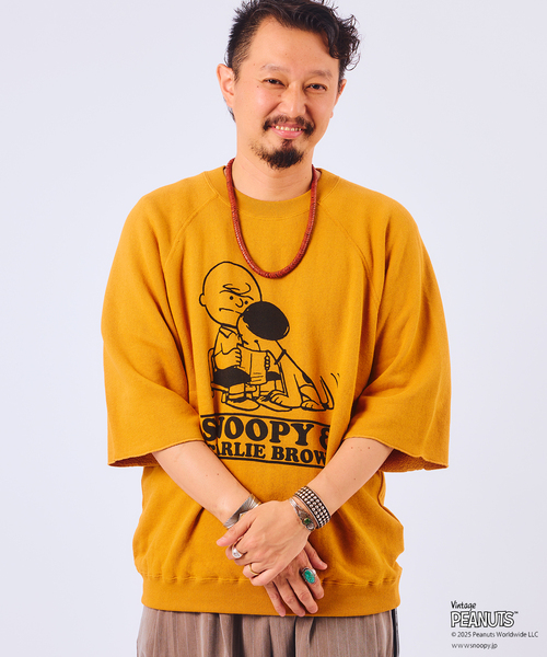 Vintage PEANUTS（ビンテージピーナッツ）の「PEANUTS × SPORTS WEAR by relume 別注 ハーフスリーブスウェット 2（Tシャツ/カットソー・メンズ・ブラック/グレー/アイボリー/ボルドー/マスタード・MEDIUM/LARGE/X-LARGE）」の13枚目の写真