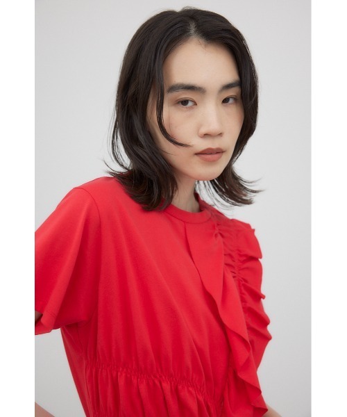tシャツ フリルシャーリングプルオーバー レディース フリルシャーリングプルオーバー（Tシャツ/カットソー）｜crie