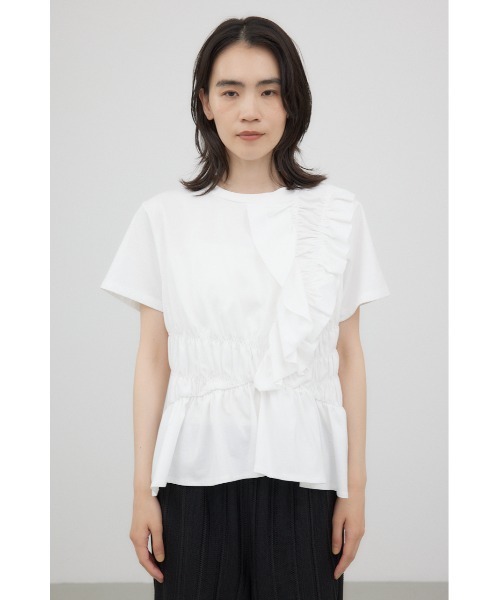 tシャツ フリルシャーリングプルオーバー レディース フリルシャーリングプルオーバー（Tシャツ/カットソー）｜crie