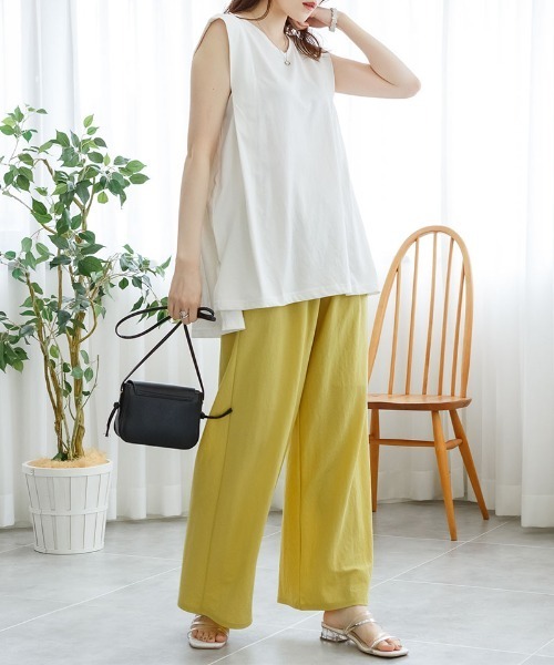 RCD(アールシーディー)の「肩タックノースリーブ(Tシャツ/カットソー・レディース・ブラック/グレイッシュベージュ/オフホワイト/チャコールグレー・M-L/LL~3L/4L~5L)」の19枚目の写真
