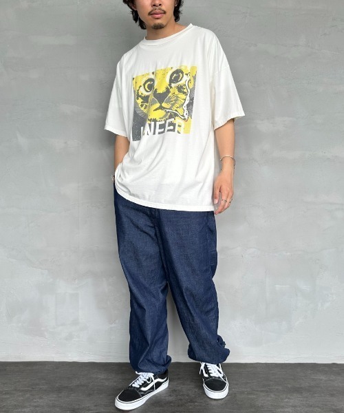 REMI RELIEF（レミレリーフ）の「[REMI RELIEF/レミレリーフ] 別注 ビッグシルエット SP加工プリントTシャツ（Tシャツ/カットソー・レディース・オフホワイト/ネイビー・M/S）」の5枚目の写真