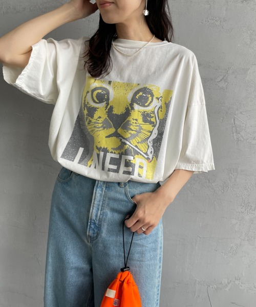 REMI RELIEF（レミレリーフ）の「[REMI RELIEF/レミレリーフ] 別注 ビッグシルエット SP加工プリントTシャツ（Tシャツ/カットソー・レディース・オフホワイト/ネイビー・M/S）」の22枚目の写真
