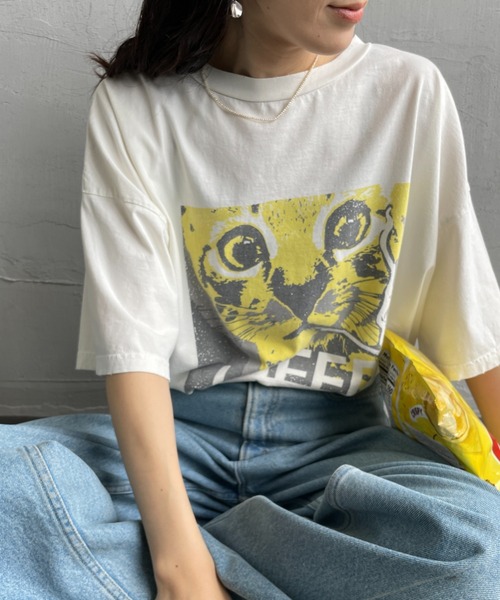 REMI RELIEF（レミレリーフ）の「[REMI RELIEF/レミレリーフ] 別注 ビッグシルエット SP加工プリントTシャツ（Tシャツ/カットソー・レディース・オフホワイト/ネイビー・M/S）」の21枚目の写真