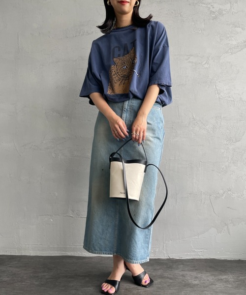 REMI RELIEF（レミレリーフ）の「[REMI RELIEF/レミレリーフ] 別注 ビッグシルエット SP加工プリントTシャツ（Tシャツ/カットソー・レディース・オフホワイト/ネイビー・M/S）」の8枚目の写真
