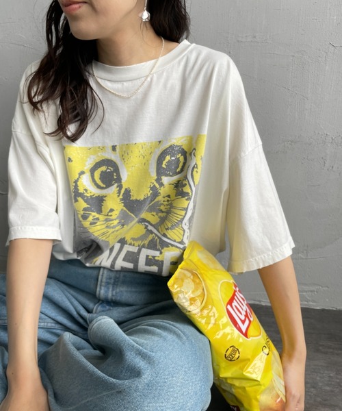 REMI RELIEF（レミレリーフ）の「[REMI RELIEF/レミレリーフ] 別注 ビッグシルエット SP加工プリントTシャツ（Tシャツ/カットソー・レディース・オフホワイト/ネイビー・M/S）」の20枚目の写真