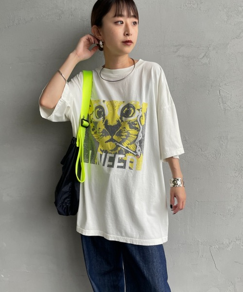 REMI RELIEF（レミレリーフ）の「[REMI RELIEF/レミレリーフ] 別注 ビッグシルエット SP加工プリントTシャツ（Tシャツ/カットソー・レディース・オフホワイト/ネイビー・M/S）」の12枚目の写真