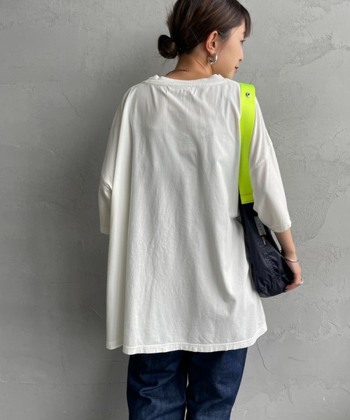 REMI RELIEF（レミレリーフ）の「[REMI RELIEF/レミレリーフ] 別注 ビッグシルエット SP加工プリントTシャツ（Tシャツ/カットソー・レディース・オフホワイト/ネイビー・M/S）」の14枚目の写真