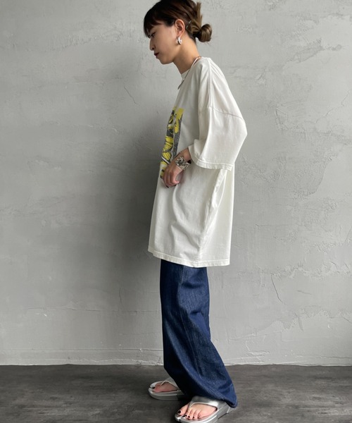 REMI RELIEF（レミレリーフ）の「[REMI RELIEF/レミレリーフ] 別注 ビッグシルエット SP加工プリントTシャツ（Tシャツ/カットソー・レディース・オフホワイト/ネイビー・M/S）」の16枚目の写真