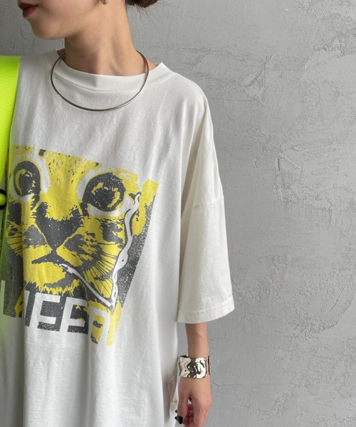 REMI RELIEF（レミレリーフ）の「[REMI RELIEF/レミレリーフ] 別注 ビッグシルエット SP加工プリントTシャツ（Tシャツ/カットソー・レディース・オフホワイト/ネイビー・M/S）」の18枚目の写真
