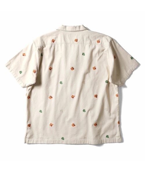 HOUSTON（ヒューストン）の「HOUSTON ヒューストン COTTON TWILL ALLOVER EMB S/S SHIRT コットンツイル 虎 福 総柄刺繍 オープンカラーシャツ / 開襟シャツ（シャツ/ブラウス・メンズ・ベージュ/ブラック/ナチュラル・M/XL/L）」の8枚目の写真