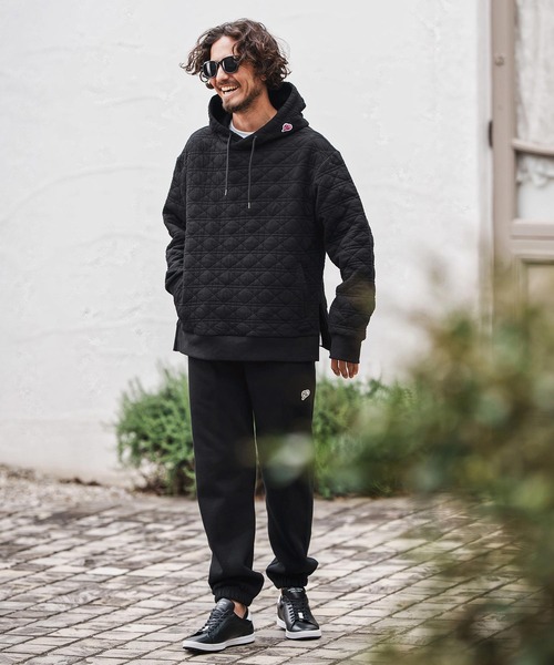 1minute 1second（ワンミニットワンセカンド）の「mpa3852-quilted side zip hoody with heart patch サイドジップパーカー（パーカー・メンズ・ブラック/チャコール・S/M/L/XL）」の15枚目の写真