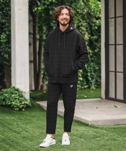 1minute 1second（ワンミニットワンセカンド）の「mpa3852-quilted side zip hoody with heart patch サイドジップパーカー（パーカー・メンズ・ブラック/チャコール・S/M/L/XL）」の18枚目の写真