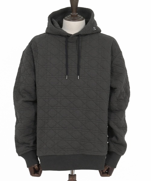 1minute 1second（ワンミニットワンセカンド）の「mpa3852-quilted side zip hoody with heart patch サイドジップパーカー（パーカー・メンズ・ブラック/チャコール・S/M/L/XL）」の19枚目の写真