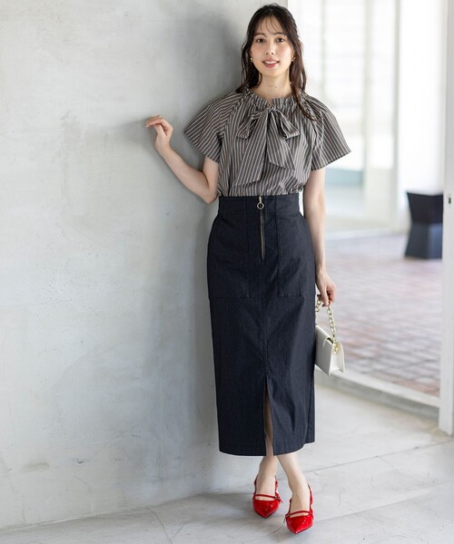 ANY SIS(エニィスィス)の「【洗える】ギャザーネック ブラウス(シャツ/ブラウス・レディース・スカイブルー系/ダークブラウン系1・2)」の7枚目の写真