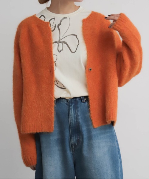 NOMBRE IMPAIR(ノンブルアンペール)の「アルパカシャギー ショートカーデ(カーディガン/ボレロ・レディース・ライトグレー/グリーン/ピンク/ブラウン/ネイビー/オレンジ/キナリ・FREE)」の7枚目の写真