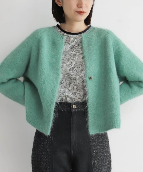 NOMBRE IMPAIR(ノンブルアンペール)の「アルパカシャギー ショートカーデ(カーディガン/ボレロ・レディース・ライトグレー/グリーン/ピンク/ブラウン/ネイビー/オレンジ/キナリ・FREE)」の4枚目の写真
