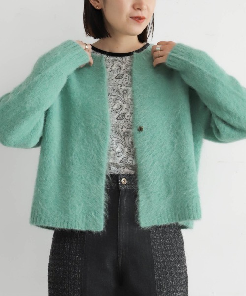 NOMBRE IMPAIR(ノンブルアンペール)の「アルパカシャギー ショートカーデ(カーディガン/ボレロ・レディース・ライトグレー/グリーン/ピンク/ブラウン/ネイビー/オレンジ/キナリ・FREE)」の18枚目の写真