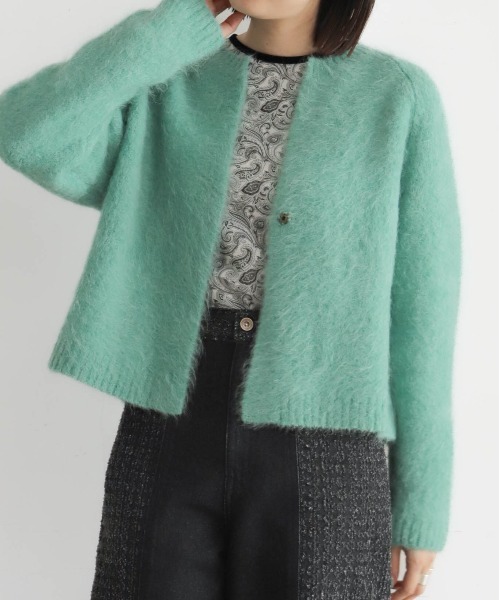 NOMBRE IMPAIR(ノンブルアンペール)の「アルパカシャギー ショートカーデ(カーディガン/ボレロ・レディース・ライトグレー/グリーン/ピンク/ブラウン/ネイビー/オレンジ/キナリ・FREE)」の21枚目の写真