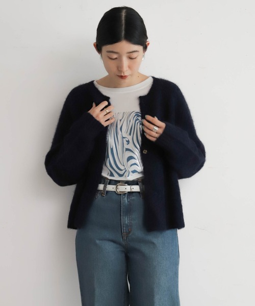 NOMBRE IMPAIR(ノンブルアンペール)の「アルパカシャギー ショートカーデ(カーディガン/ボレロ・レディース・ライトグレー/グリーン/ピンク/ブラウン/ネイビー/オレンジ/キナリ・FREE)」の22枚目の写真