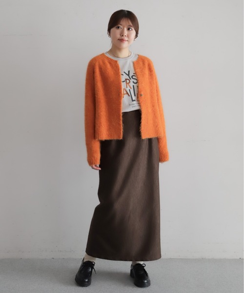 ■美品NOMBRE IMPAIRアルパカシャギーショートカーディガンオレンジ アルパカシャギー ショートカーデ | NOMBRE IMPAIR