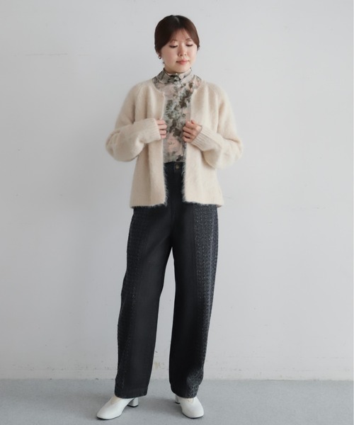 NOBLE アルパカ混 シャギーショートカーデ 未使用に近い noble アルパカ混シャギーショートカーデ グレー - メルカリ